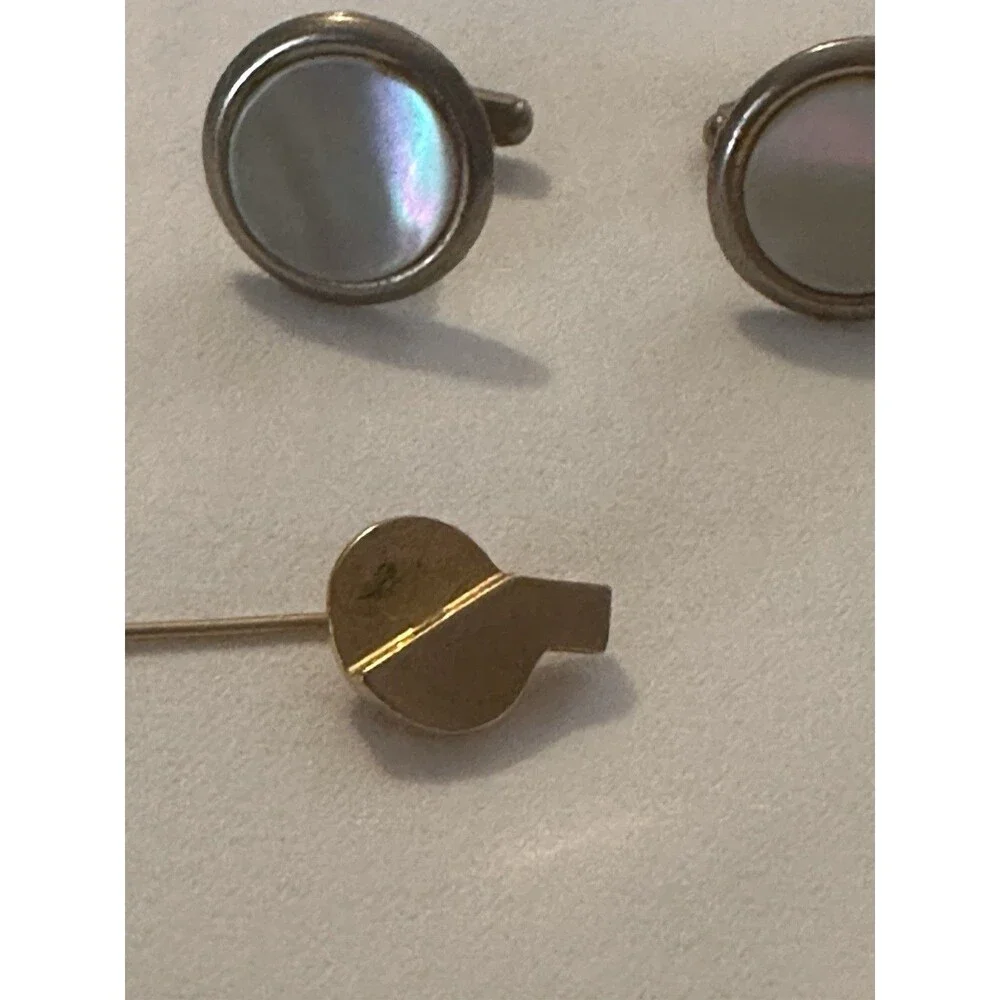 Vintage SWANK Cuban Link Cufflinks Lot Destino Mid Century Gold Silver + Tie